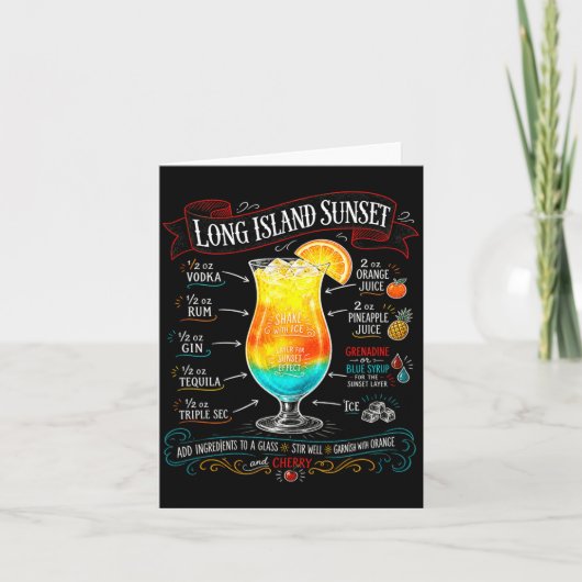 Chalkboard Long Island Sunset tail Recipe Trocal Karte (Vorderseite)
