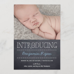 Chalkboard Look Birth Announcement - Blau Ankündigung
