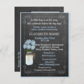 Chalkboard Look Blue Baby Dusche Einladung | (Vorne/Hinten)