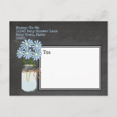 Chalkboard Look Blue Baby Dusche Einladung | (Rückseite)