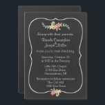 Chalkboard Look Floral Wedding Magnet<br><div class="desc">Stilvoll Vintager inspirierter Hochzeitseinladungsmagnet aus kohlegrauem Chalkboard-Look Hintergrund und einem Rahmen aus weißer Klammer rund um den Textbereich. Die Grafik der hübschen pastellfarbenen Blume schmückt den oberen und unteren Bereich des Textbereichs. Der Text ist vollständig an den Anzug Ihrer Veranstaltungsbedürfnisse angepasst. Das Ehepaar wird mit all seinen Hochzeitsfeiern begeistert sein....</div>