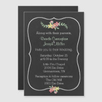 Chalkboard Look Floral Wedding Magnet
