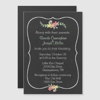 Chalkboard Look Floral Wedding Magnet