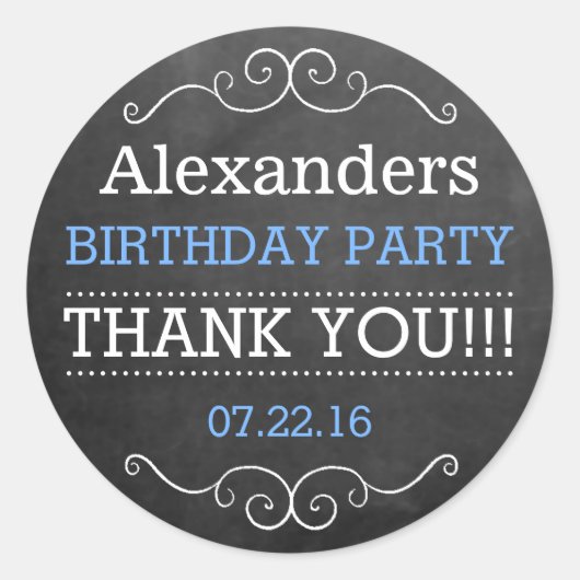 Chalkboard Look - Geburtstagsparty Runder Aufkleber (Vorderseite)