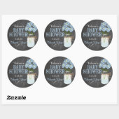 Chalkboard Look Mason Jar Blue Flowers Babydusche Runder Aufkleber (Blatt)