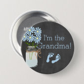 Chalkboard Look Masson Jar Blue Ich bin die Oma Button (Vorne & Hinten)
