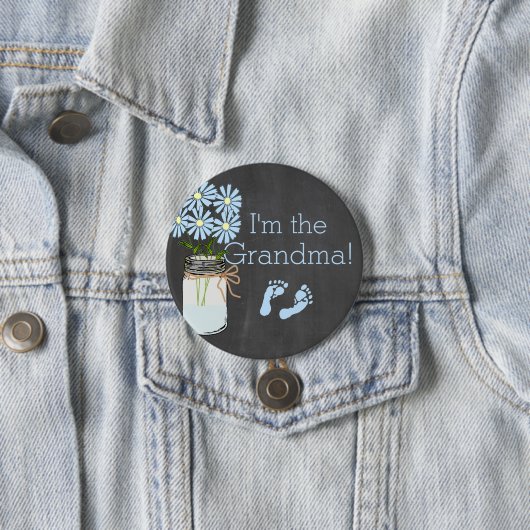 Chalkboard Look Masson Jar Blue Ich bin die Oma Button (Beispiel)