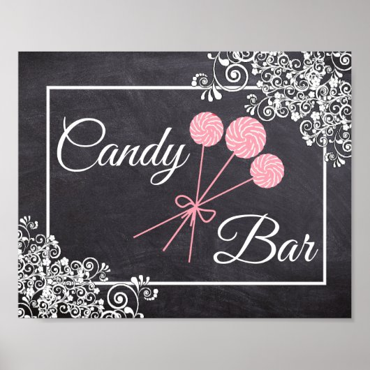 Chalkboard Look Wedding Candy Bar Poster (Vorne)