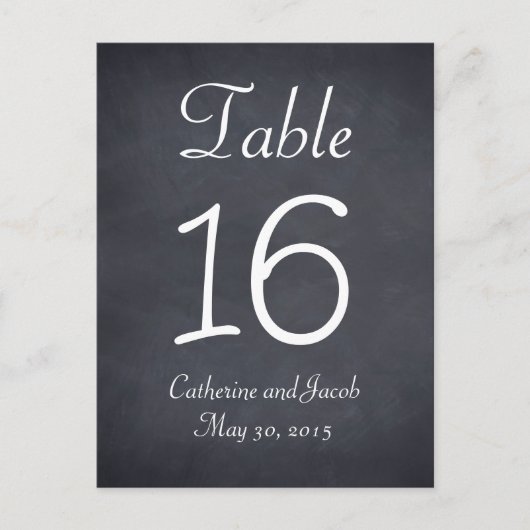 Chalkboard Look Wedding Tischnummer Card (Vorderseite)