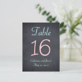 Chalkboard Look Wedding Tischnummer Card (Stehend Vorderseite)