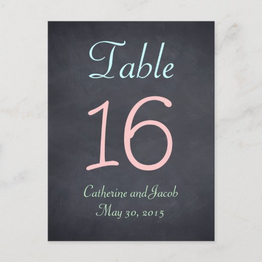 Chalkboard Look Wedding Tischnummer Card (Vorderseite)