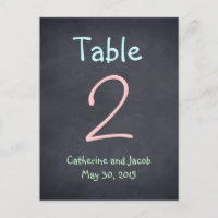 Chalkboard Look Wedding Tischnummer Card