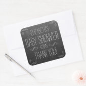 Chalkboard Look White Handgeschriebener Text Baby Quadratischer Aufkleber (Umschlag)