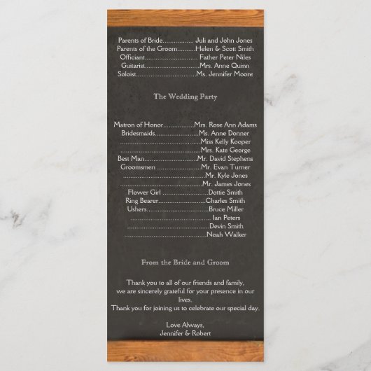 Chalkboard Love Bird Hochzeitsprogramm Programm (Rückseite)