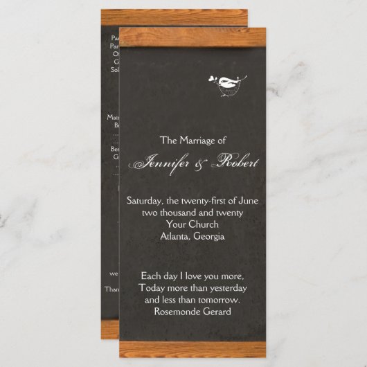 Chalkboard Love Bird Hochzeitsprogramm Programm (Vorne/Hinten)