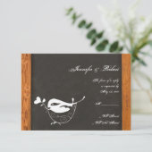 Chalkboard Love Bird Response Card RSVP Karte (Stehend Vorderseite)