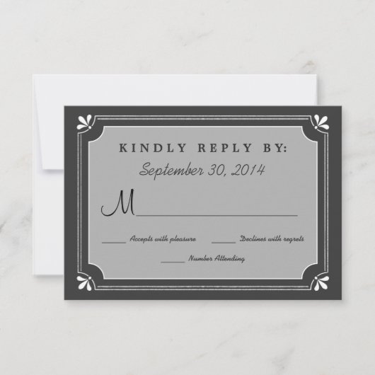 Chalkboard Love Birds Wedding RSVP Karte (Vorderseite)
