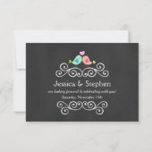 Chalkboard Love Birds Wedding RSVP Karte (Rückseite)