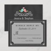 Chalkboard Love Birds Wedding RSVP Karte (Vorne/Hinten)