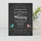 Chalkboard Lovebirds Hochzeit Einladungen (Stehend Vorderseite)