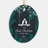 Chalkboard Lovebirts - Unser erstes Weihnachtsfest Keramik Ornament (Rechts)