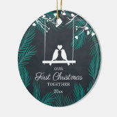 Chalkboard Lovebirts - Unser erstes Weihnachtsfest Keramik Ornament (Links)