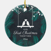 Chalkboard Lovebirts - Unser erstes Weihnachtsfest Keramik Ornament (Hinten)