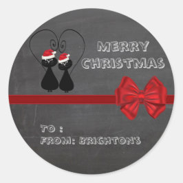 Chalkboard lustige geile Weihnachtskatzengeschenk Runder Aufkleber