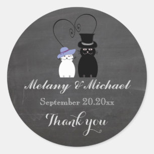 Chalkboard lustige Katze Liebe Paar vielen Dank Runder Aufkleber