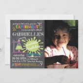 Chalkboard Mad Science Party Geburtstag Einladung (Vorderseite)