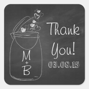 Chalkboard Mason Glas danke Ihnen Aufkleber