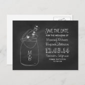 Chalkboard Mason Glas rustikal Save the Date schwa Ankündigungspostkarte (Vorne/Hinten)