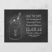 Chalkboard Mason Glas rustikal Save the Date schwa Ankündigungspostkarte (Vorderseite)