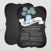 Chalkboard Mason Jar Babydusche Einladung (Vorne/Hinten)