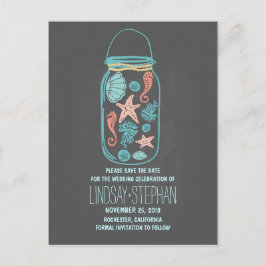Chalkboard Mason Jar Beach Hochzeit Save the Date Ankündigungspostkarte