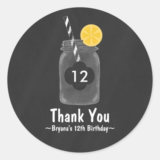 Chalkboard Mason Jar Birthday Party Gefallen Stick Runder Aufkleber (Vorderseite)