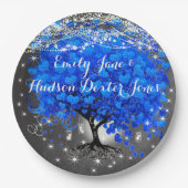 Chalkboard Mason Jar Blue Heart Leaf Firefly Pappteller (Vorderseite)