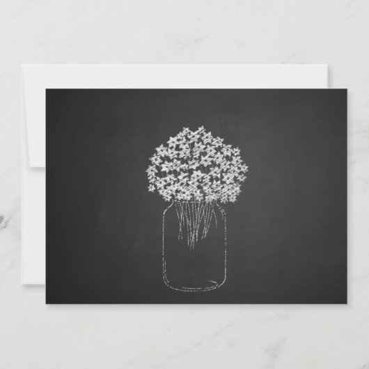 Chalkboard Mason Jar Blume Brautparty Einladung (Rückseite)