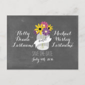 Chalkboard Mason Jar Blume Rett Datum Postkarte (Vorderseite)