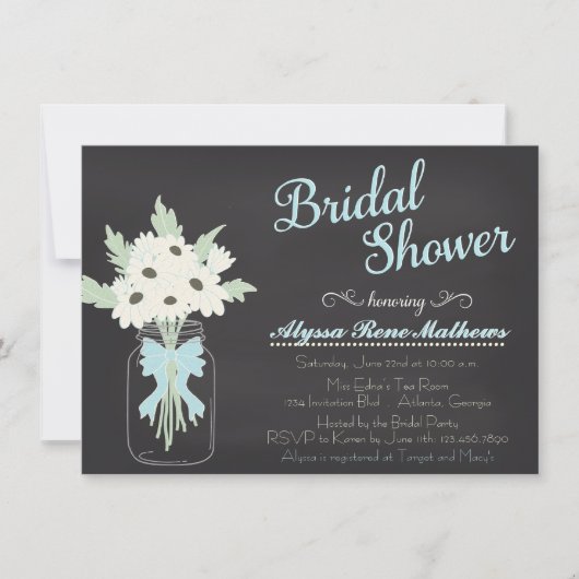 Chalkboard Mason Jar Bridal Dusche Einladung (Vorderseite)