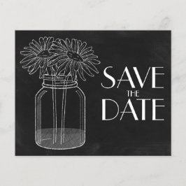 Chalkboard - Mason Jar - Daisies Save the Date