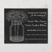 Chalkboard - Mason Jar - Daisies Save the Date (Rückseite)