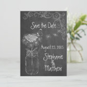 CHALKBOARD MASON JAR GARDEN WEDD SAVE THE DATE EINLADUNG (Stehend Vorderseite)
