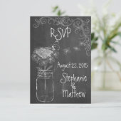 CHALKBOARD MASON JAR GARDEN WEDD UAWG RSVP KARTE (Stehend Vorderseite)