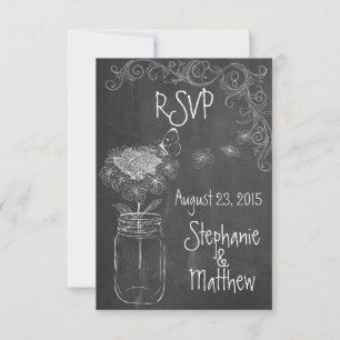 CHALKBOARD MASON JAR GARDEN WEDD UAWG RSVP KARTE