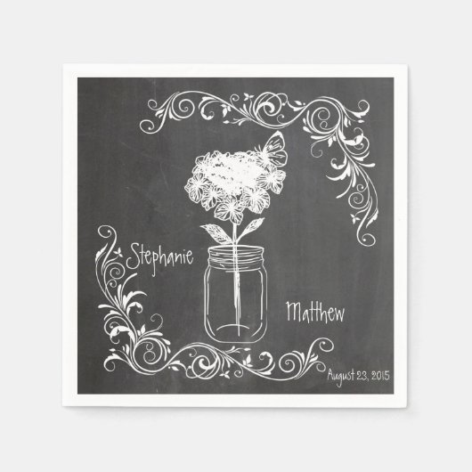 CHALKBOARD MASON JAR GARDEN WEDING NAPKINS SERVIETTE (Vorderseite)
