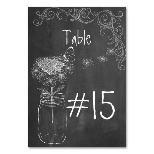 CHALKBOARD MASON JAR GARDEN WEDTER TABLE CARD TISCHNUMMER (Rückseite)
