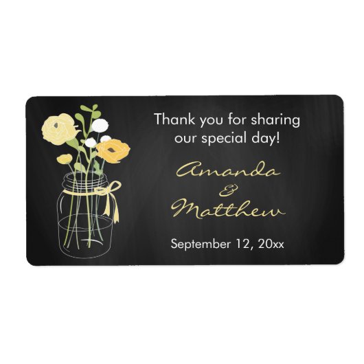 Chalkboard Mason Jar Gastgeschenk Hochzeit Labels (Vorne)