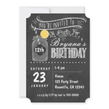 Chalkboard Mason Jar Geburtstagsparty Einladungen