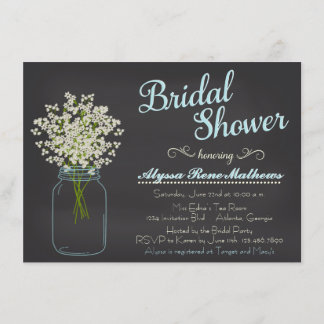 Chalkboard Mason Jar Gipskraut Brautparty Einladung